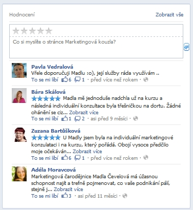 Facebook fanpage pro firmu – hodnocení od zákazníků